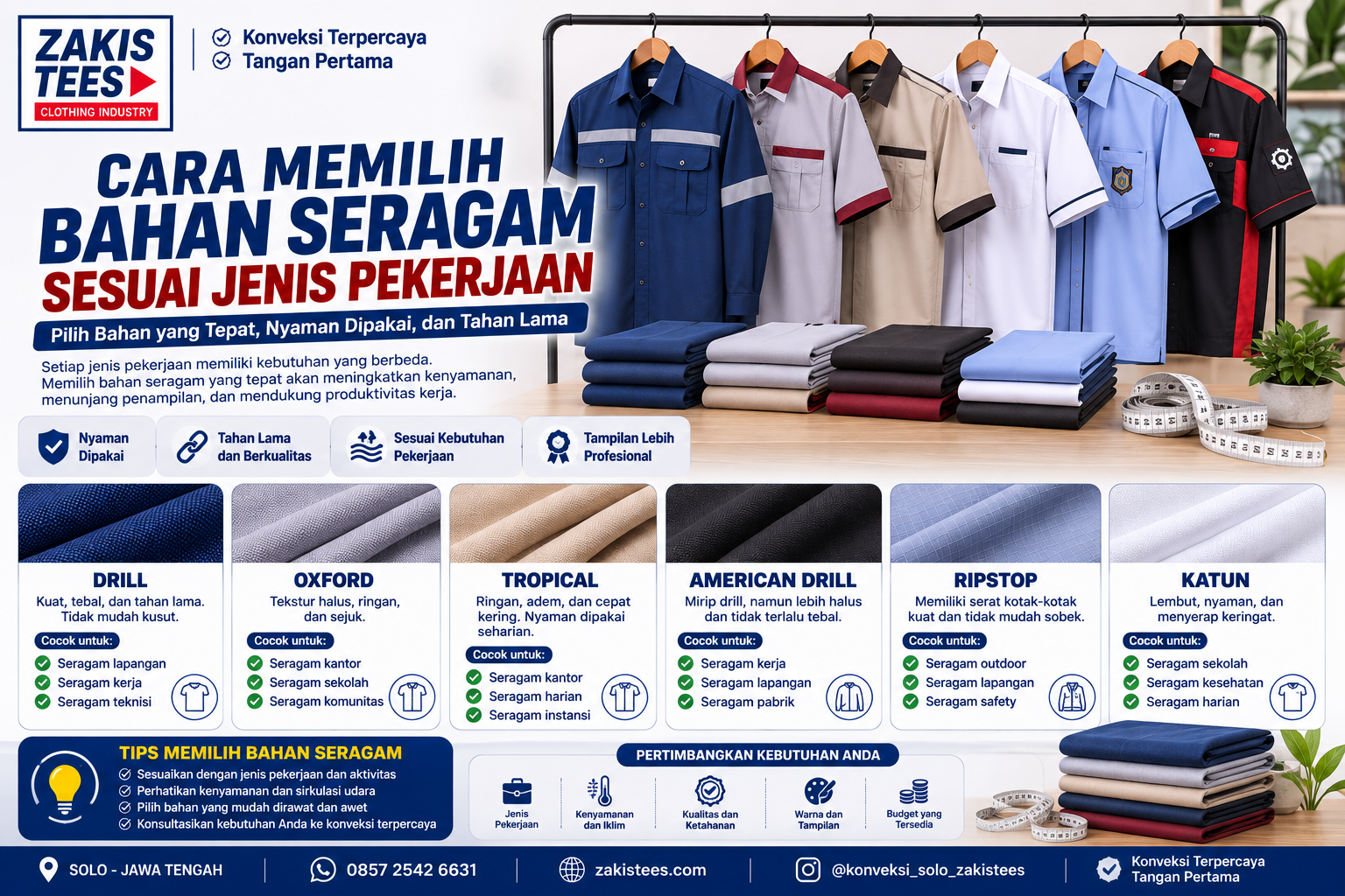 cara-memilih-bahan-seragam-sesuai-jenis-pekerjaan