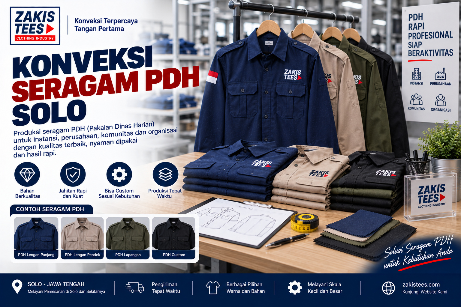 Konveksi Seragam PDH Solo untuk Instansi, Perusahaan & Organisasi