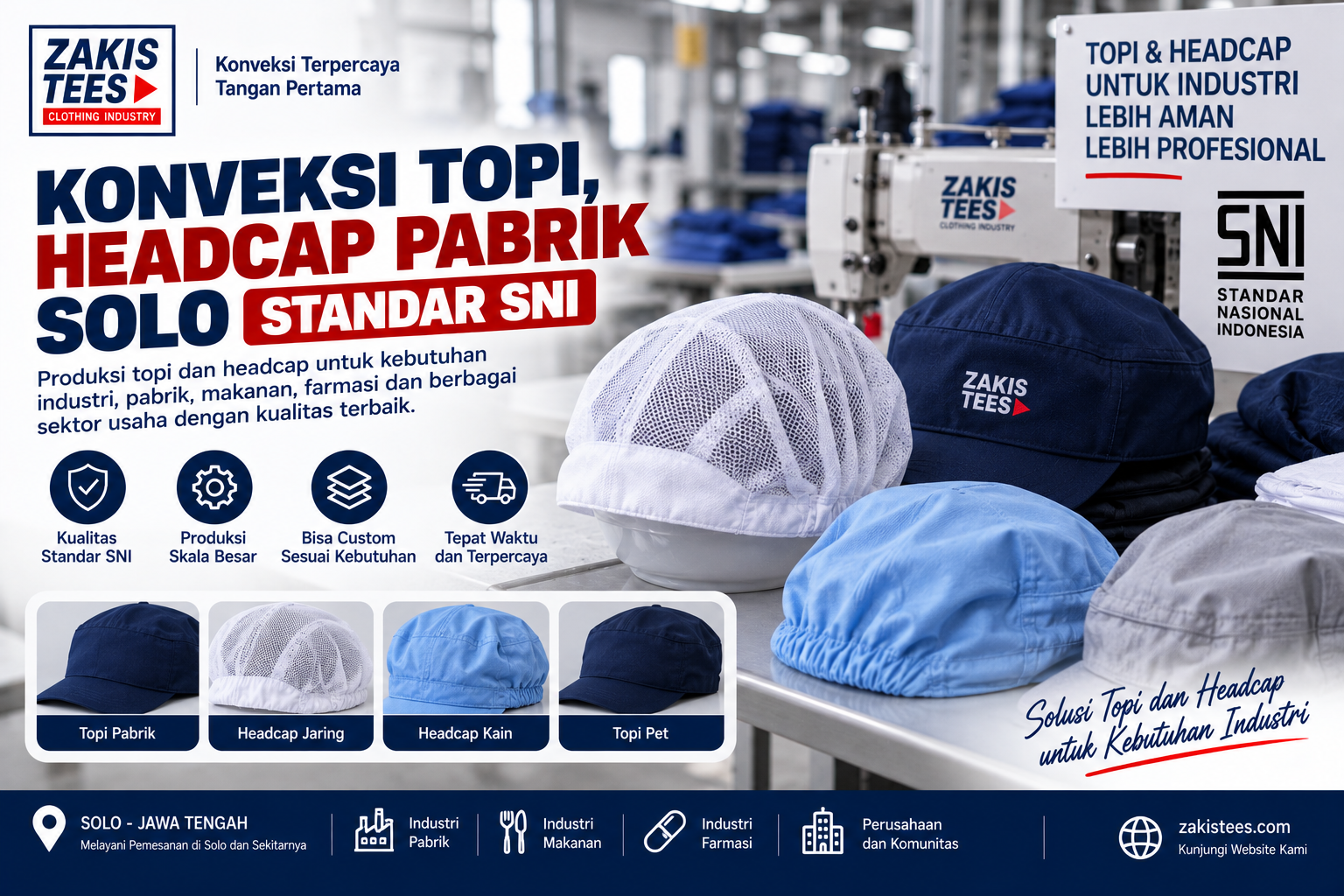 Konveksi Topi dan Headcap Pabrik Solo Standar SNI